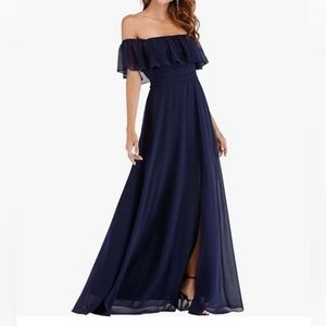 Women's off the shoulder ruffle party dress.